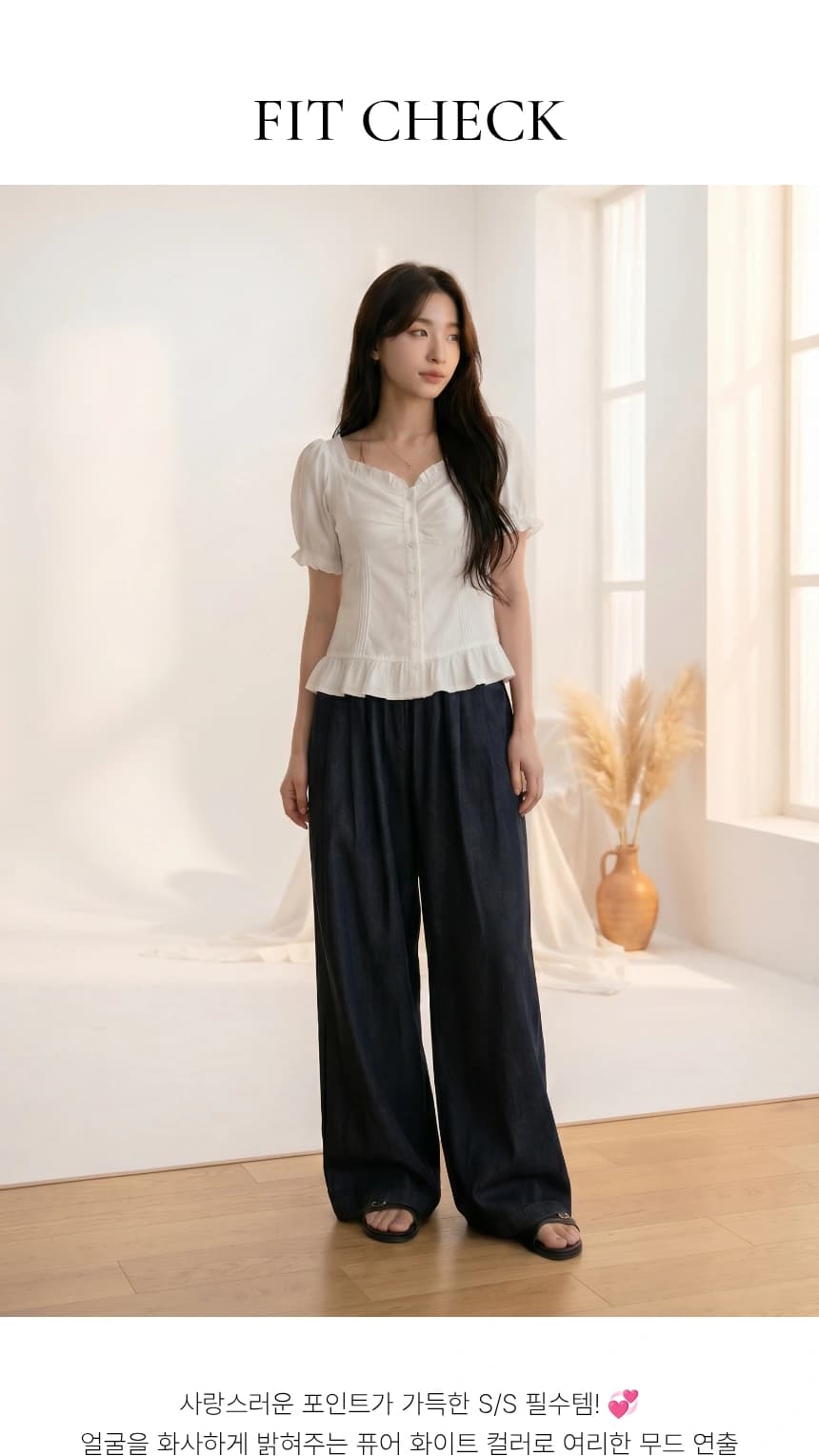 내추럴 핏 체크 블라우스