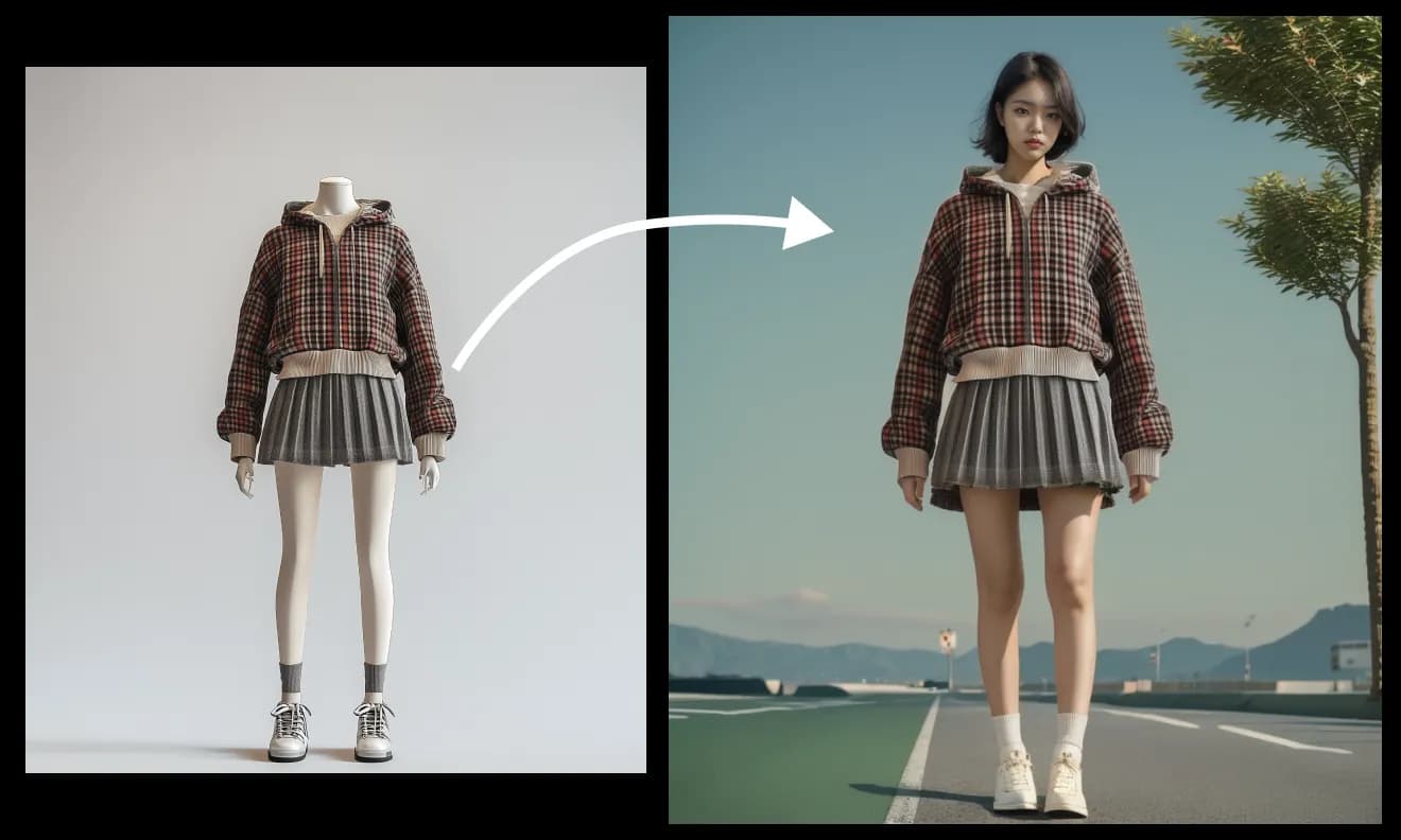 Keep the outfit on the mannequin, but swap the mannequin with a human.