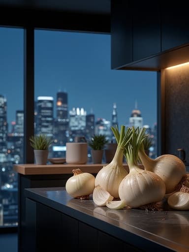 都会の夜景とモダンなキッチン - 무료 다운로드 가능한 インテリアと都市風景