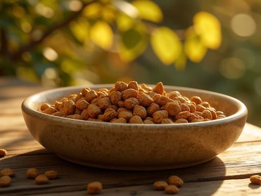 땅콩, 음식, 스낵, 식료품, 따뜻하고 평화로운 자연, 따스한 황금빛 석양 아래의 부드러운 그림자와 은은한 빛, 나무 표면 아래, 야외 환경의 암시.