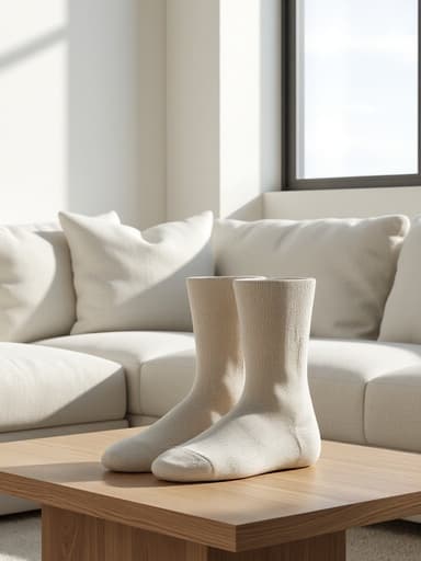 소파, 가구, 홈 데코, 거실 가구, 차분하고 현대적이며 미니멀한, 현대적인 흰색 라운지, 부드러운 나무 커피 테이블, 큰 창, 흰색 벽, 미니멀한 장식, 푹신한 흰색 소파, 깔끔한 선.