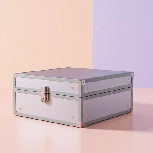 하드웨어 보관 상자, 저장 솔루션, 홈 조직, 하드웨어 액세서리, 미세하고 사실적이며 전문적인, 복숭아와 라벤더 색조가 부드럽게 블렌딩된 파스텔 그라데이션 배경.