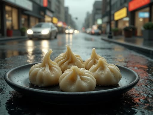 비에 젖은 도시 거리 - 무료 다운로드 가능한 도시 배경