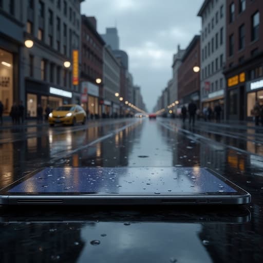 Rain-soaked City Street - 무료 다운로드 가능한 Urban Landscape