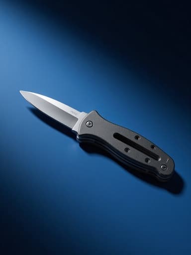 다목적 커터 나이프, 도구, 절단 도구, 유틸리티 나이프, 전문적이고 현대적이며 세련된, 그라데이션 블루 공간, 흐릿한 그라데이션 가장자리, 어두운 파란색에서 밝은 파란색으로 부드러운 그라데이션.