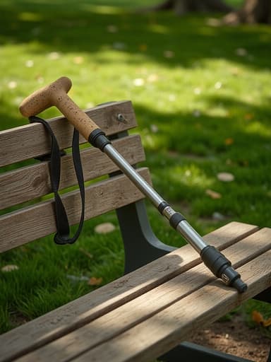 나무 벤치, 가구, 홈 데코, 좌석, 차분하고 평화로운 이른 아침, 나무 공원 벤치, 자연스러운 나무 질감, 부드러운 잔디, 흩어져 있는 나뭇잎, 조용한 도시 공원.