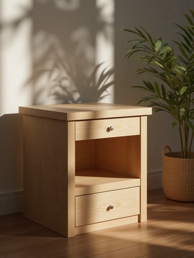 침대 옆 테이블, 가구, 평화롭고 고요한 아침 안개가 평화로운 분위기를 만들어내며, 안개 속에서 부드러운 빛이 스며들어 장면의 차분함을 더합니다.