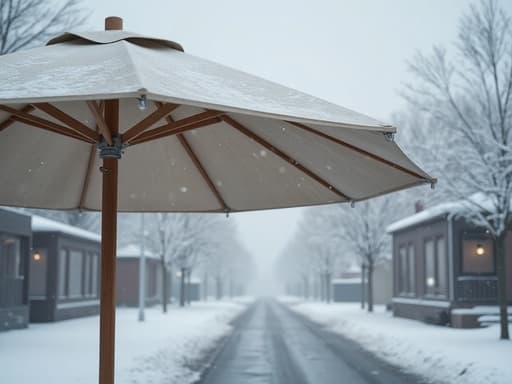 해변 파라솔, 야외, 레저, 겨울 거리, 차가운 분위기