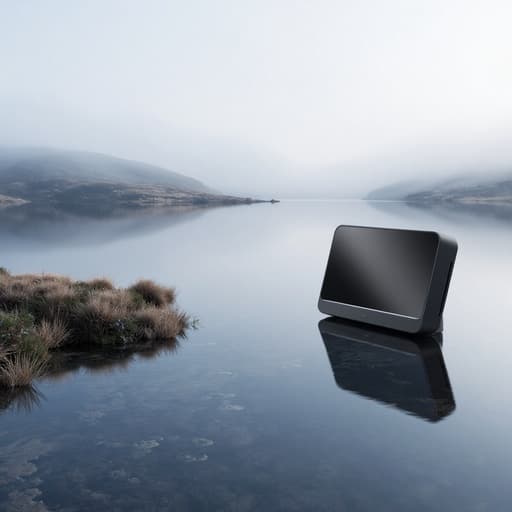 디지털 액자, 전자 주변기기, 물안개가 피어오르는 호수, 신비로운 분위기