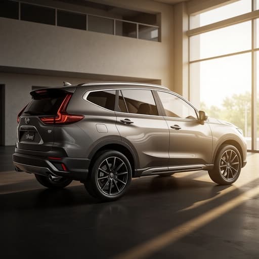 SUV 차량, 자동차, 이동수단, 차량; 아침 햇살이 비치는 창가; 부드러운 그림자, 따뜻한 빛