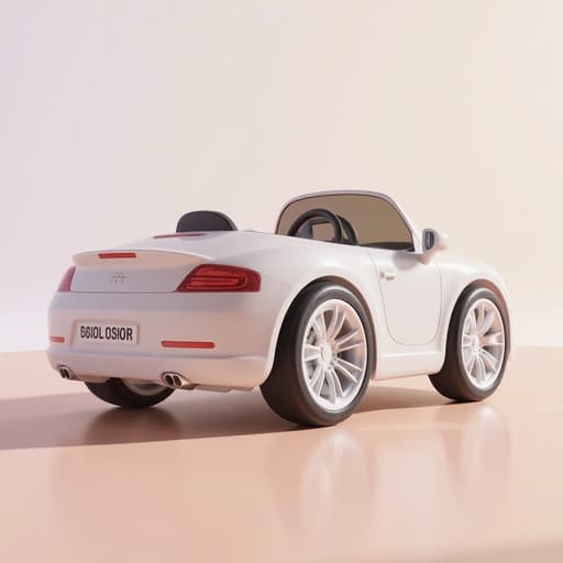 전동 유아용 장난감 차, 파스텔톤 그라데이션 배경, 부드러운 주변 조명