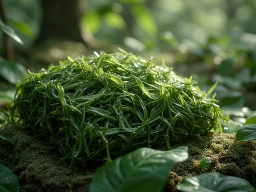 김 한 봉지, 아침 안개가 낀 숲, 고요하고, 신선하고, 자연스러운