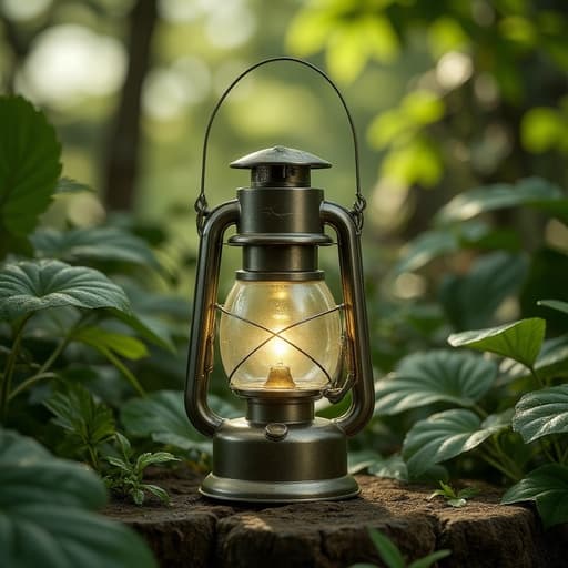 소형 랜턴, 야외, 여가, 아침 이슬이 맺힌 정원