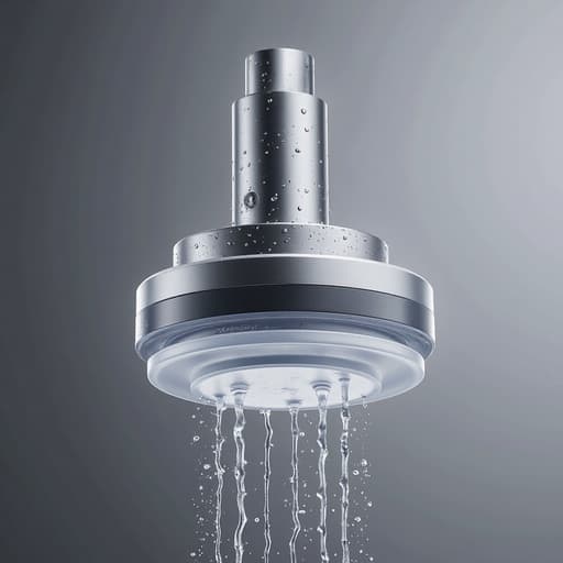 샤워기 필터, 욕실, 청소 기기, 모노톤 그레이, 편안한, 깨끗한, 미니멀리스트