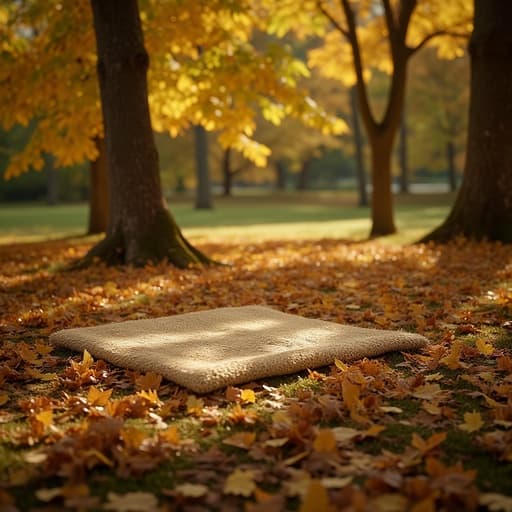 피크닉 매트, 운동, 레저, 가을 낙엽이 쌓인 공원, 따뜻함, 고요함, 평화로움