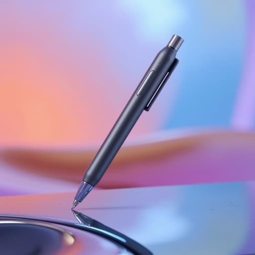 터치 펜, 전자, 액세서리; 추상적 색채 배경; 부드러운 그라데이션, 생생한 색조