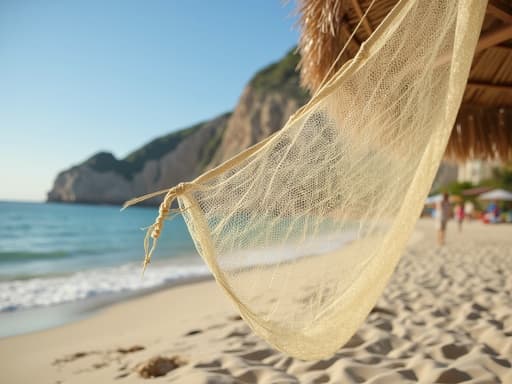해변 그물, 야외 장비, 추상적 색채 배경, 부드러운 그림자를 만드는 주변 조명