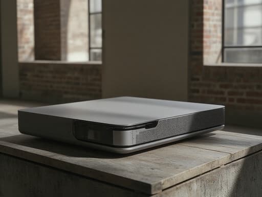 게임 콘솔, 디지털 기기, 전자 기기, 산업 세련 커피 테이블, 노출된 벽돌 벽, 큰 창문, 아늑한 도시 로프트, 따뜻하고 초대하는, 현대적인