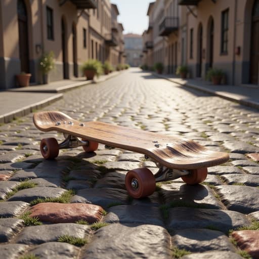 스케이트보드, 야외, 스포츠, 빈티지 자갈길 골목, 향수 어린