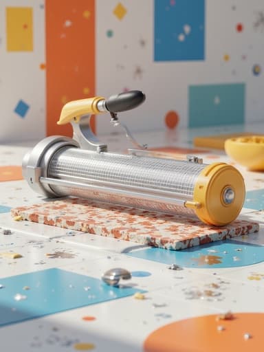 타일 커터, 공구, DIY, 모던 아트 배경, 생생한 색상, 추상적 패턴, 사진 현실적, 부드러운 주변광