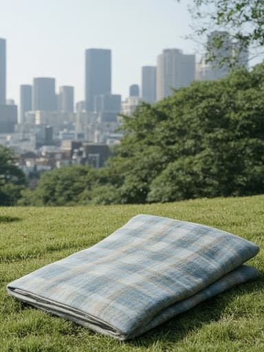 피크닉 담요, 야외 레저, 격자무늬, 현대적인 도시 공원, 밝은, 편안한