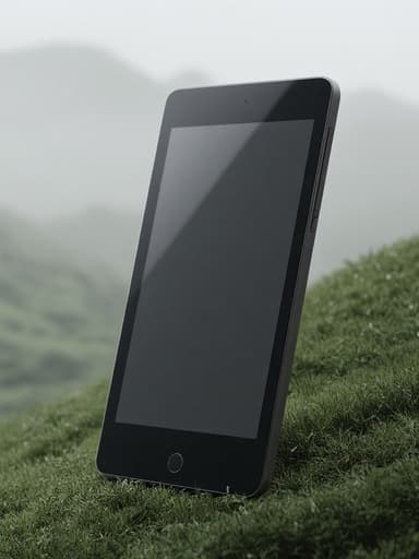 태블릿, 디지털 기기, 안개 낀 계곡, 흐릿한 분위기, 자연광