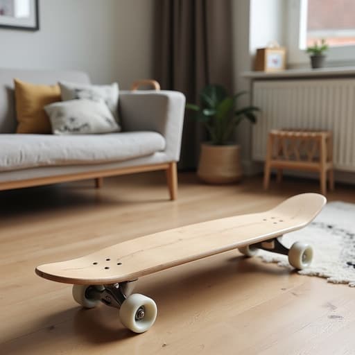스케이트보드, 야외 스포츠 스칸디나비아 스타일 거실, 부드러운 자연광, 미묘한 그림자