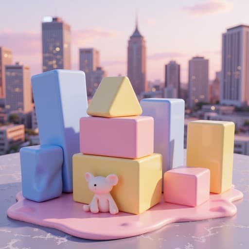 실리콘 블록, 황혼의 도시 풍경, 자연광