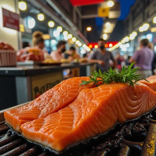 연어 필렛, 야시장 거리
