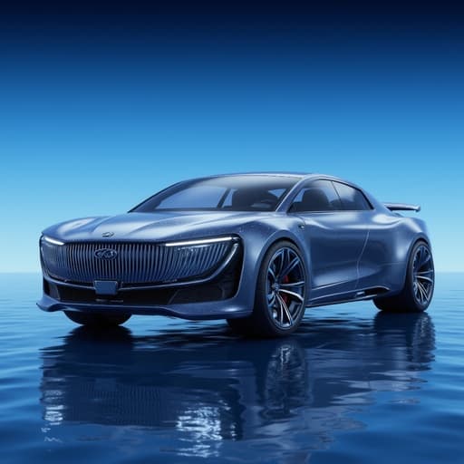 그라데이션 블루 스페이스 배경에 평온하고 세련되며 우아한 분위기의 세단, 자동차, 자동차, 차량