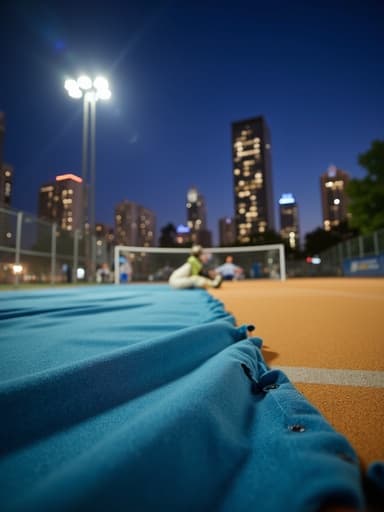 피크닉 매트, 운동, 레저, 야경이 아름다운 도시, 주변 도시 조명, 거리의 고층 건물, 반사 표면, 분위기 있는, 고요한