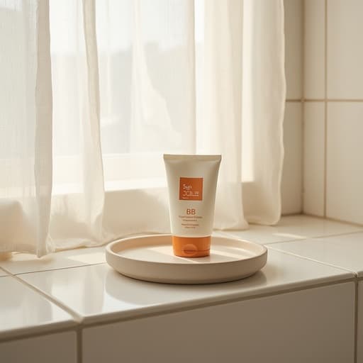 선 케어 BB 크림, 제주 스테이의 타일 욕실, 아늑하고 미니멀하며 부드러운 분위기