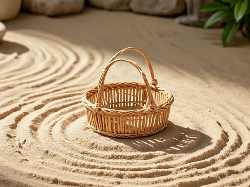 라탄 바구니, 고요한 선 정원, 평온함, 조화로움