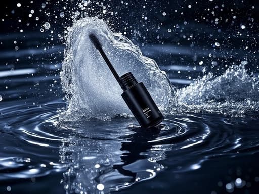 방수 마스카라, 눈에 띄게 생생한 방울의 소용돌이치는 빗줄기, 초현실적, 보호적, 강력한