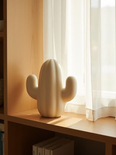 선인장 램프, 인테리어 액세서리, 나무 선반, 북촌 거실, 아늑함, 미니멀, 편집 스타일 인스타그램 느낌