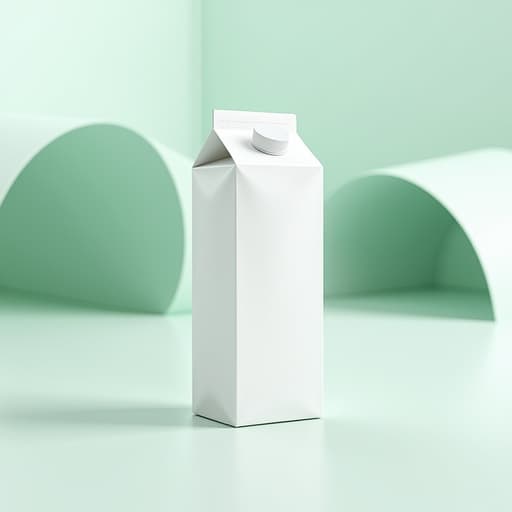 우유 팩, 식품, 포장, 음료, 파스텔 민트 배경, 추상적 종이 터널, 깨끗한, 현대적인