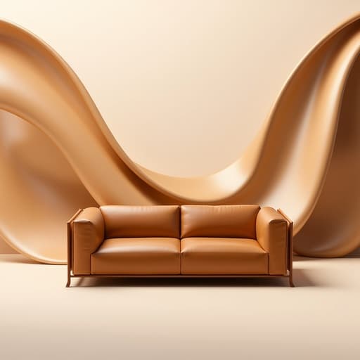 소파, 가구, 미니멀한 스튜디오 환경, 부드러운 파스텔 배경, 부드러운 천의 주름, 고급스러움, 따뜻함, 포토리얼리즘