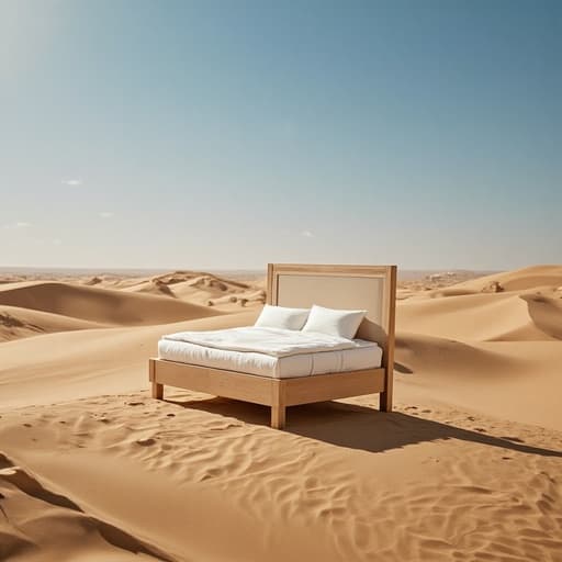 퀸사이즈 침대, 광활한 사막의 언덕, 고요함, 무한함