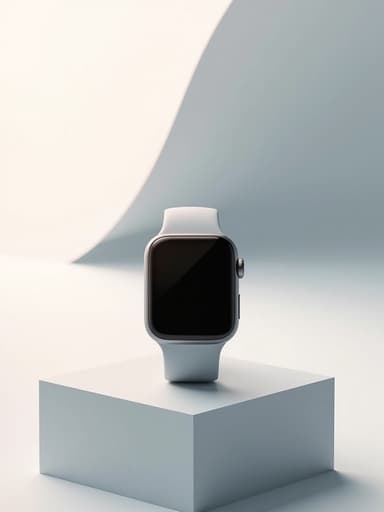 스마트워치, 소형 전자 기기, 부드러운 파스텔 회색 포디엄, 종이 터널, 프리미엄, 깨끗, 현대적