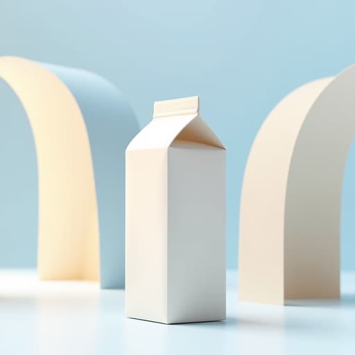 우유 팩, 부드러운 파스텔 하늘색, 따뜻한, 고급스러운, 깨끗한, 현대적인