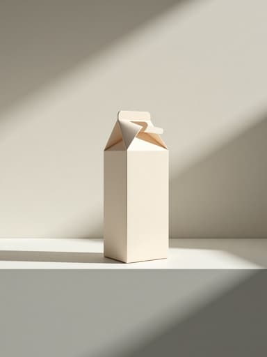 우유팩, 매끄러운 콘크리트 벤치, 미니멀리스트적, 깔끔한, 파스텔 톤