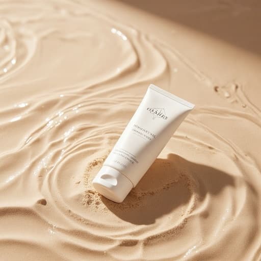 핸드크림, 부드러운 모래가 휘감기는 초현실적 사막 장면, 부드러움, 평화로움, 초현실적