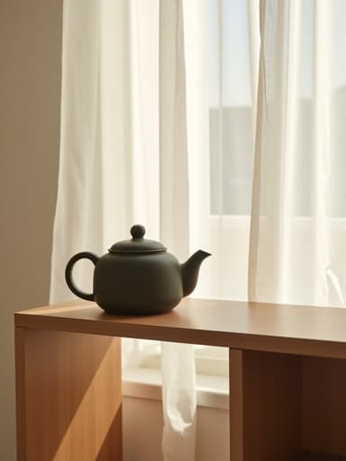 주전자, 성수동 스튜디오의 나무 선반, 미니멀, 아늑한