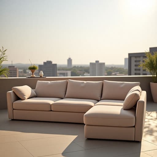 소파, 가구 옥상 테라스 최소한으로 깨끗한
