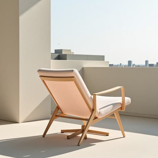 라운지 체어, 가구, 현대적인 건축 옥상, 미니멀하고 깨끗한