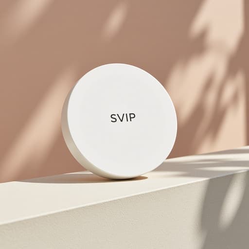 선케어 쿠션, 화장품 햇빛이 비치는 콘크리트 벤치 미니멀리즘, 깨끗함, 파스텔 톤