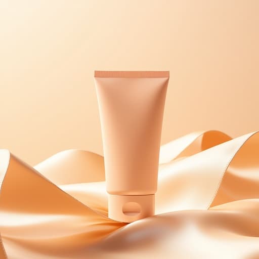 선크림, 파스텔 복숭아 천 주름, 프리미엄, 깨끗한, 현대적인