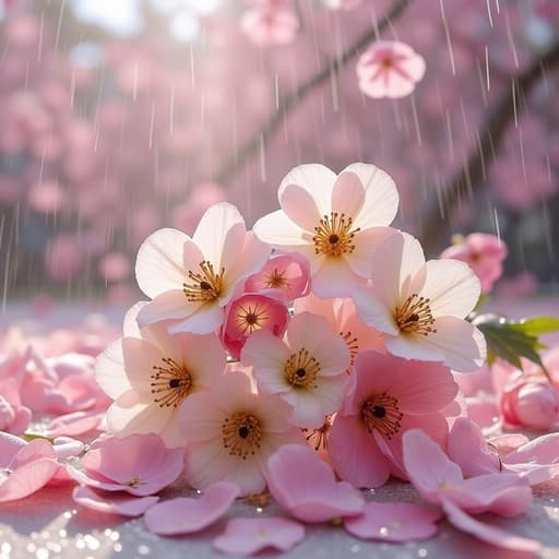 드라이플라워, 인테리어소품, 봄비 내리는 벚꽃길, 평화롭고, 고요하며, 상쾌한