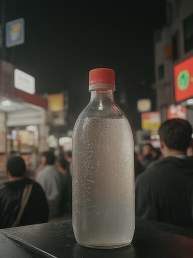 음료, 음식이 따뜻하게 빛나는 야시장 거리에서 역동적인 군중과 함께, 활기차고 생동감 넘치는 분위기.