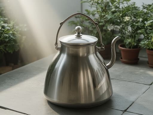 주전자, 주방용품, 도시 옥상 정원에 화분들, 평화로운, 초대하는